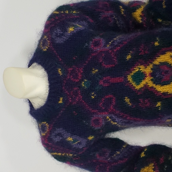 PREMIER COLLECTION PETITES PAISLEY MOHAIR BLEND LONG SLEEVE SWEATER WOMEN'S XS - Picture 4 of 10